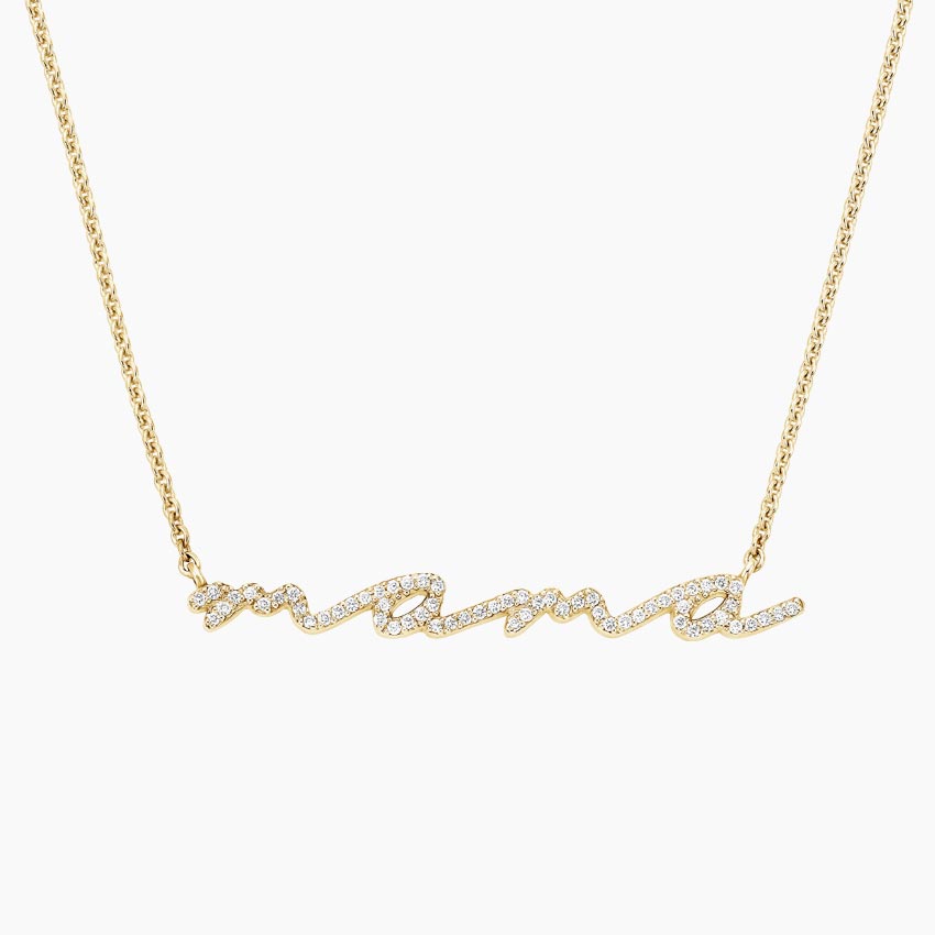 Script Mama Diamond Pendant Necklace