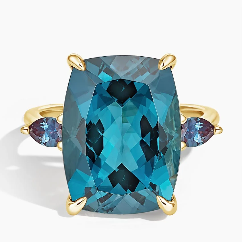 Soiree London Blue Topaz and Lab Alexandrite Cocktail Ring