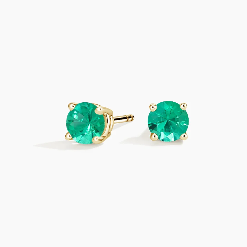 Solitaire Emerald Stud Earrings