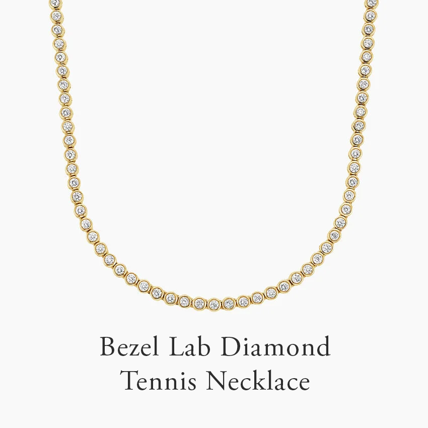 Bezel Lab Diamond Tennis Necklace