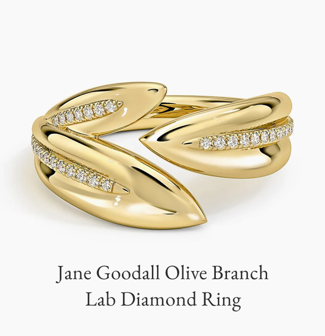 Jane Goodall Olive Branch Lab Diamond Ring