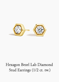 Hexagon Bezel Lab Diamond Stud Earrings (1/2 ct. tw.)