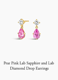 Pear Pink Lab Sapphire and Lab Diamond Drop Earrings
