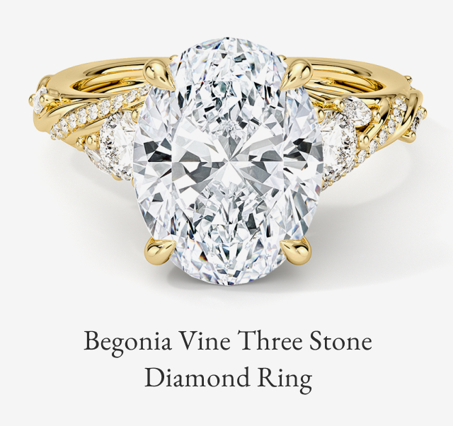 Begonia Vine Three Stone Diamond Ring