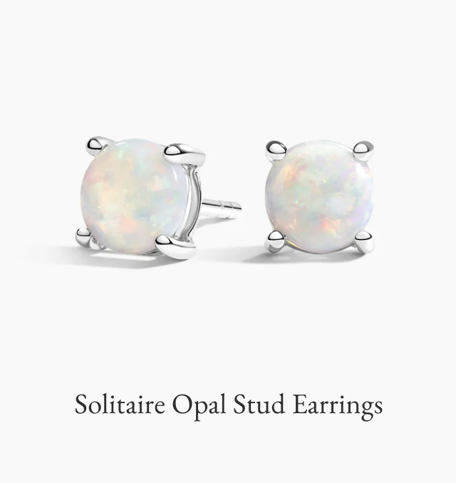 Solitaire Opal Stud Earrings