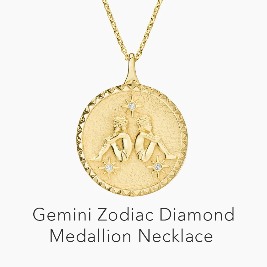 Gemini Zodiac Diamond Medallion Necklace