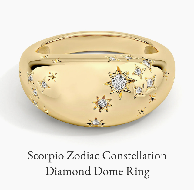 Scorpio Zodiac Constellation Diamond Dome Ring