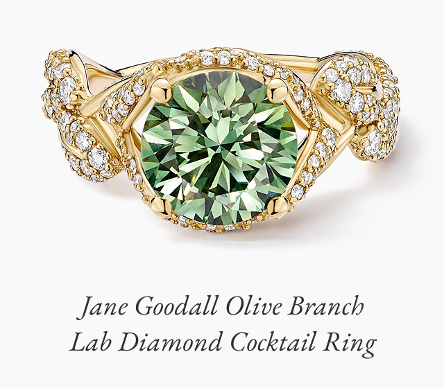 Jane Goodall Olive Branch Lab Diamond Cocktail Ring