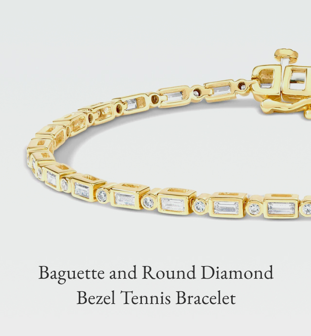 Baguette and Round Diamond Bezel Tennis Bracelet 