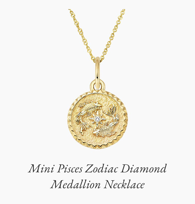 Mini Pisces Zodiac Diamond Medallion Necklace 