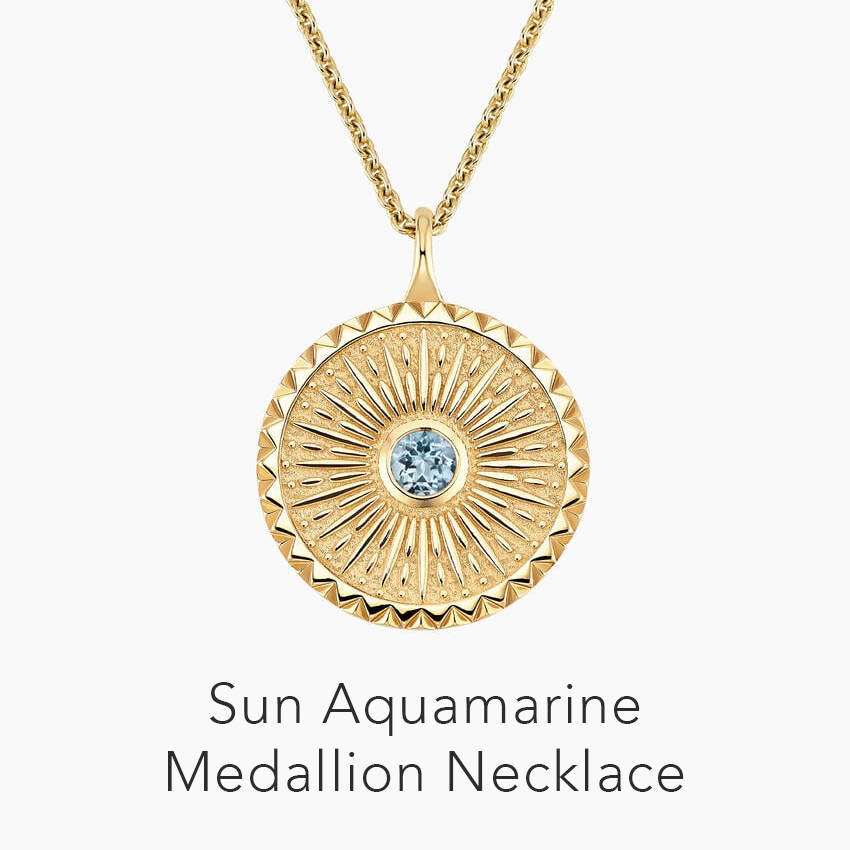 Sun Aquamarine Medallion Necklace 