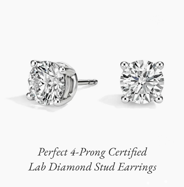Perfect 4-Prong Certified Lab Diamond Stud Earrings