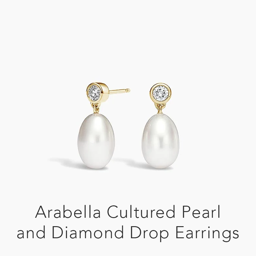 Arabella Cultured Pearl and Diamond Drop Earrings 