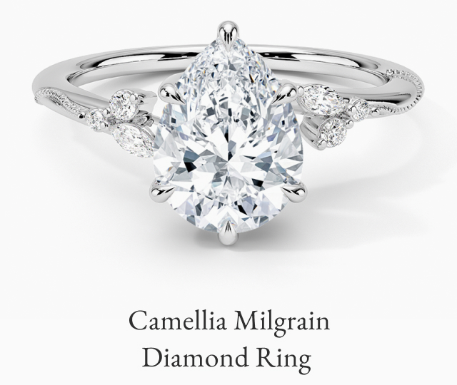 Camellia Milgrain Diamond Ring