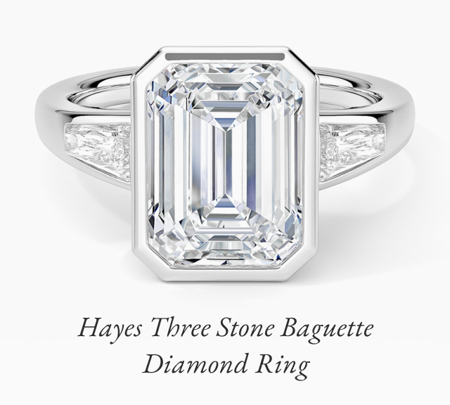 Hayes Three Stone Baguette Diamond Ring 