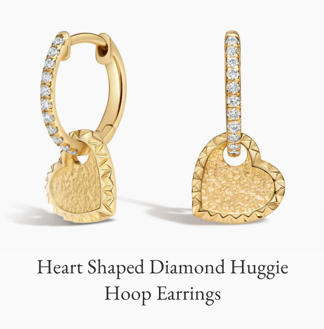 Heart Shaped Diamond Huggie Hoop Earrings 