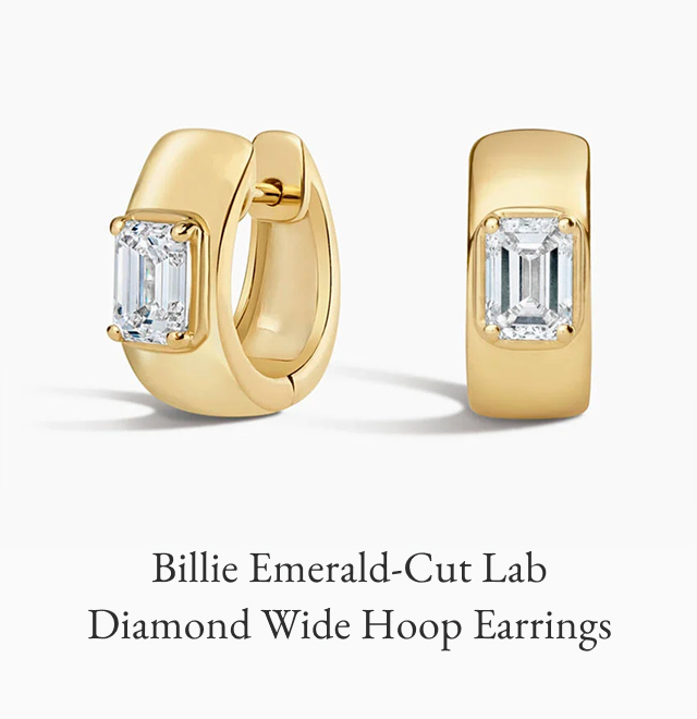 Billie Emerald-Cut Lab Diamond Wide Hoop Earrings 