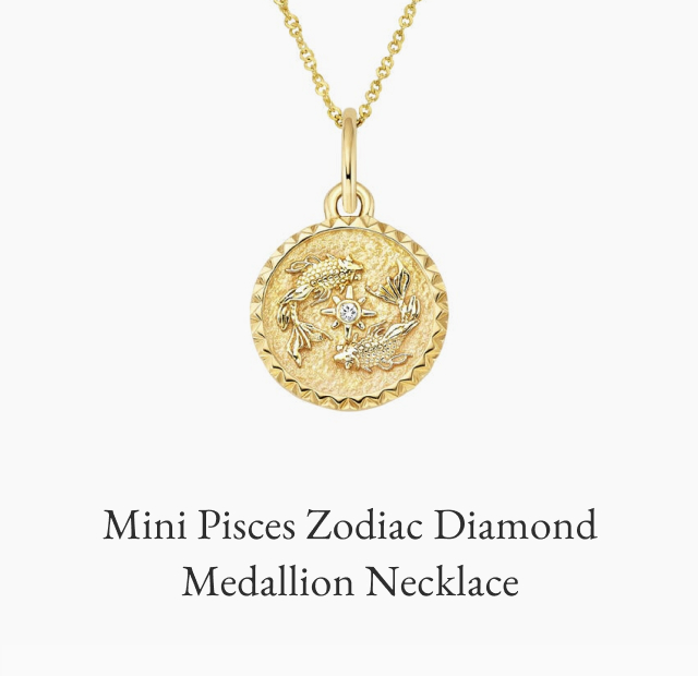Mini Pisces Zodiac Diamond Medallion Necklace