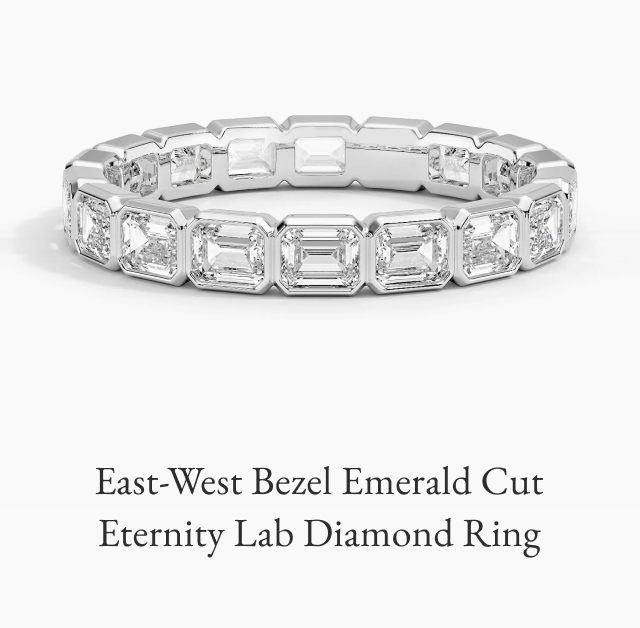 East-West Bezel Emerald Cut Eternity Lab Diamond Ring
