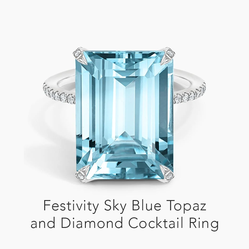 Festivity Sky Blue Topaz and Diamond Cocktail Ring 