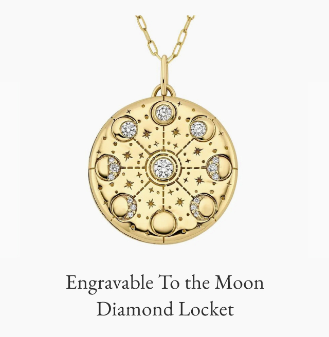 Engravable To the Moon Diamond Locket