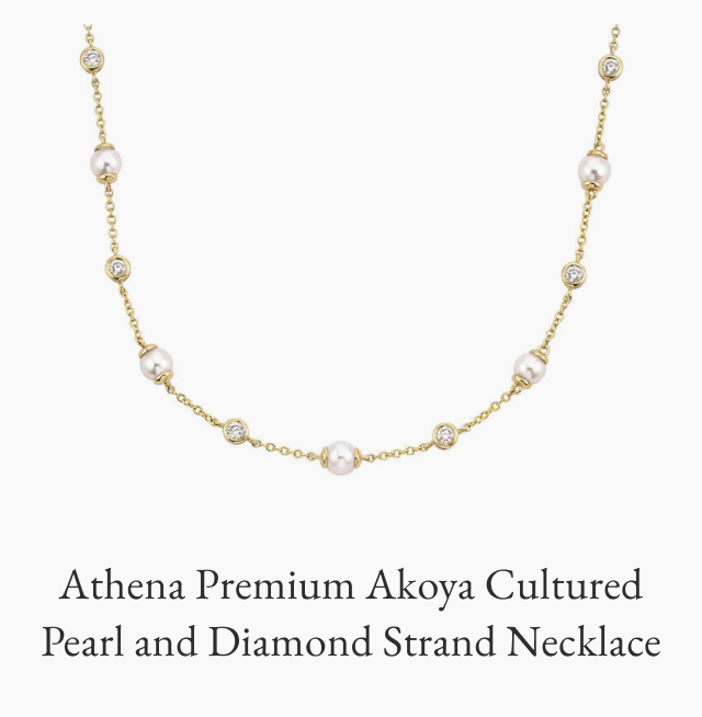 Athena Premium Akoya Cultured Pearl and Diamond Strand Necklace
