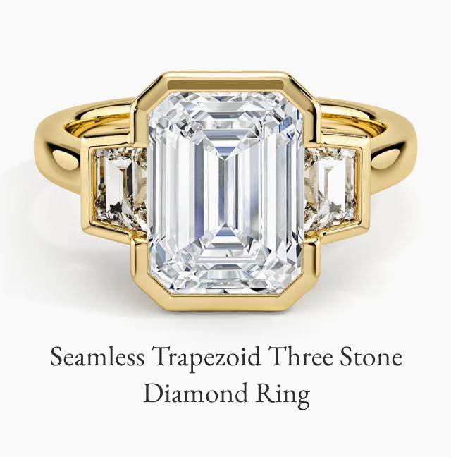 Seamless Trapezoid Three Stone Diamond Ring