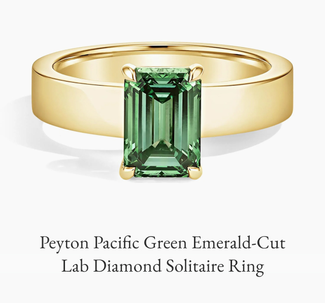 Peyton Pacific Green Emerald-Cut Lab Diamond Solitaire Ring