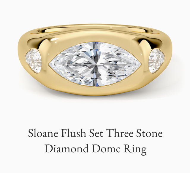 Sloane Flush Set Three Stone Diamond Dome Ring
