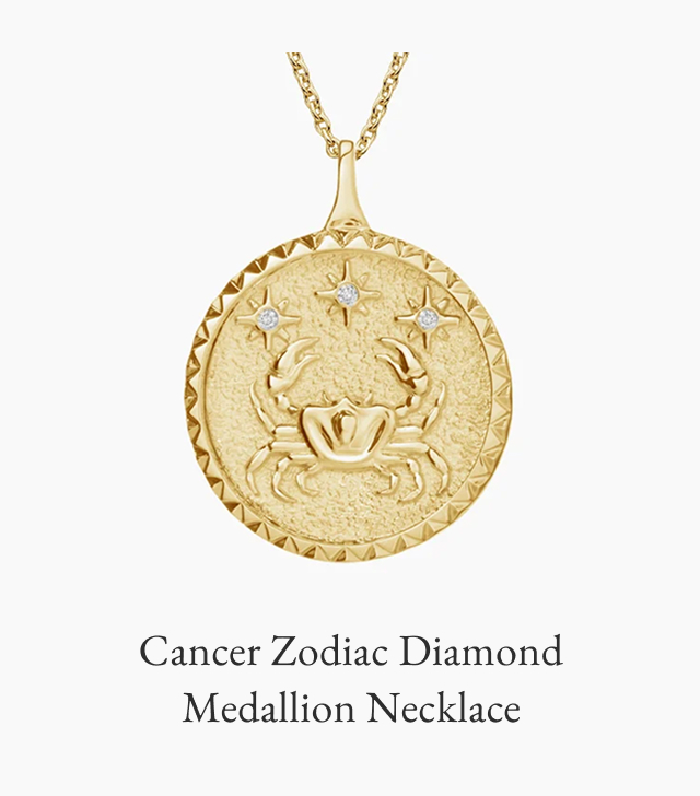 Cancer Zodiac Diamond Medallion Necklace