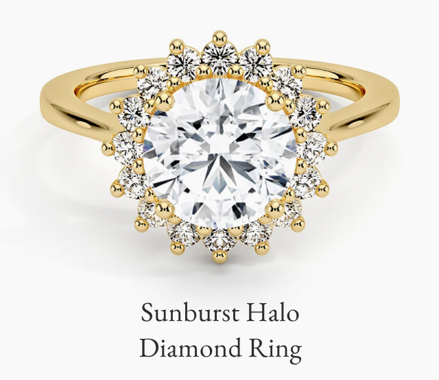 Sunburst Halo Diamond Ring 