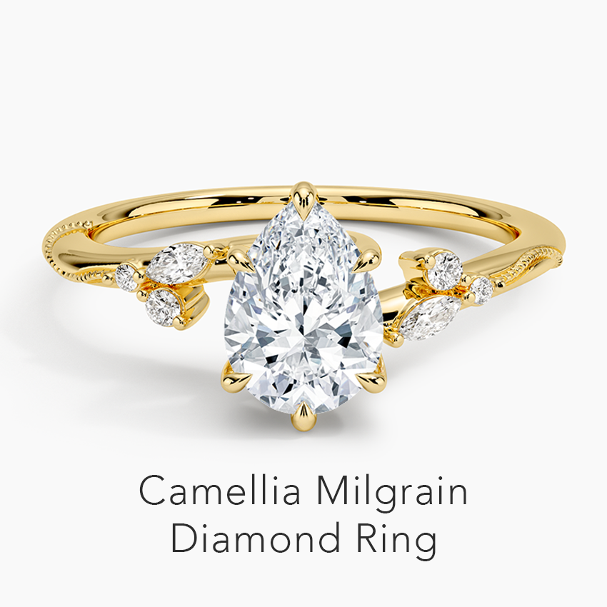 Camellia Milgrain Diamond Ring