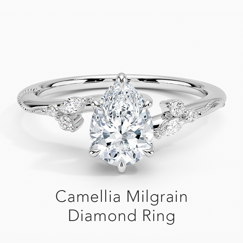 Camellia Milgrain Diamond Ring