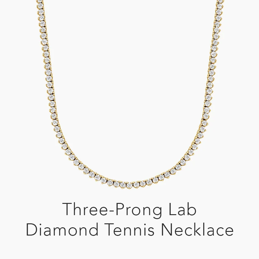 Three-Prong Lab Diamond Tennis Necklace