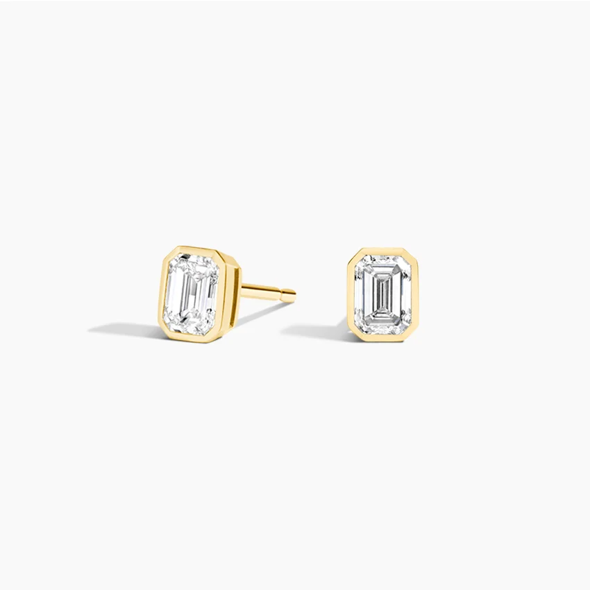 Emerald Cut Lab Diamond Bezel Stud Earrings