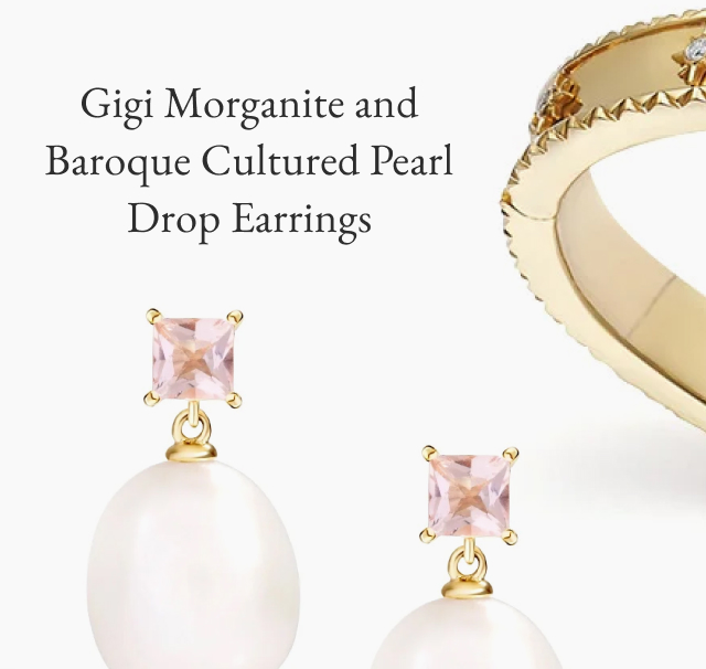 Gigi Morganite and Baroque Cultured Pearl Drop Earrings