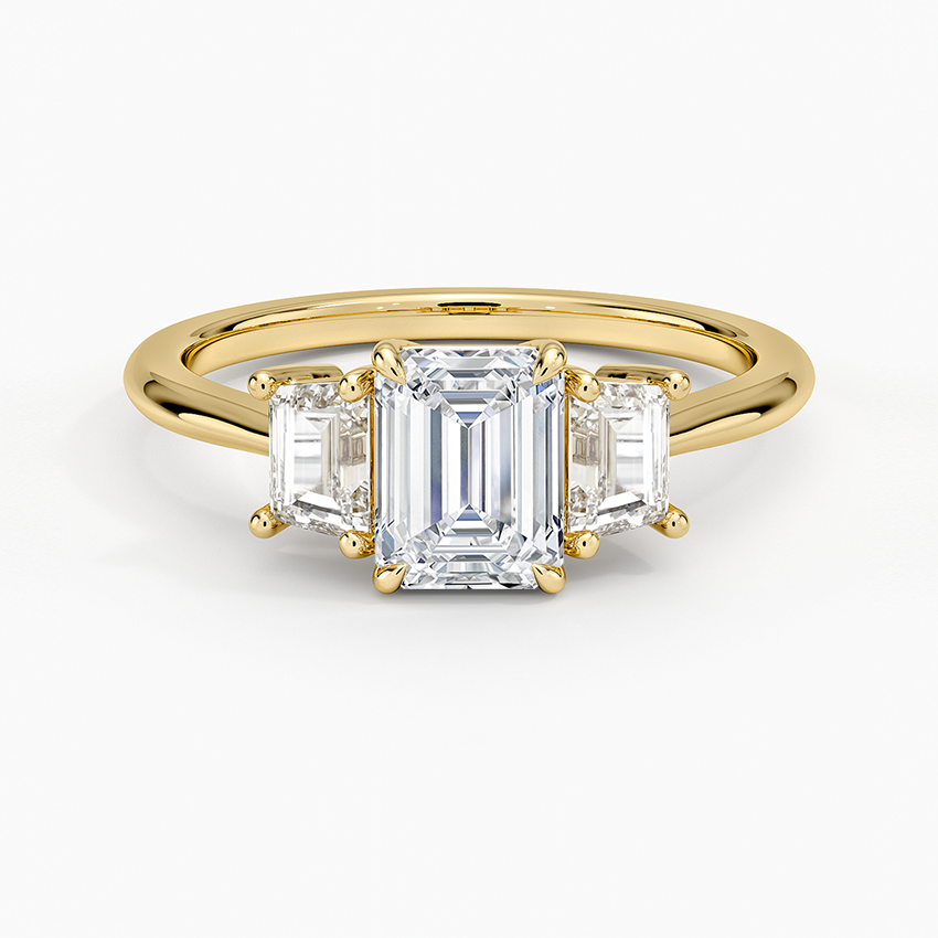 Embrace Three Stone Trapezoid Diamond Ring