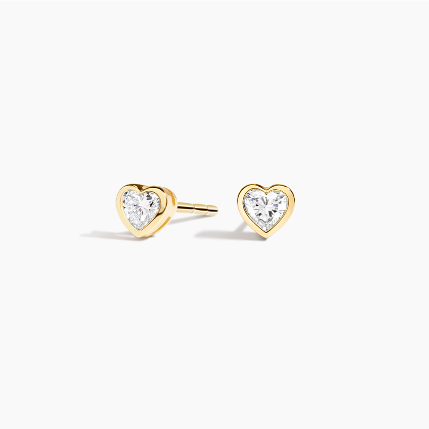 Heart Shaped Lab Diamond Bezel Stud Earrings