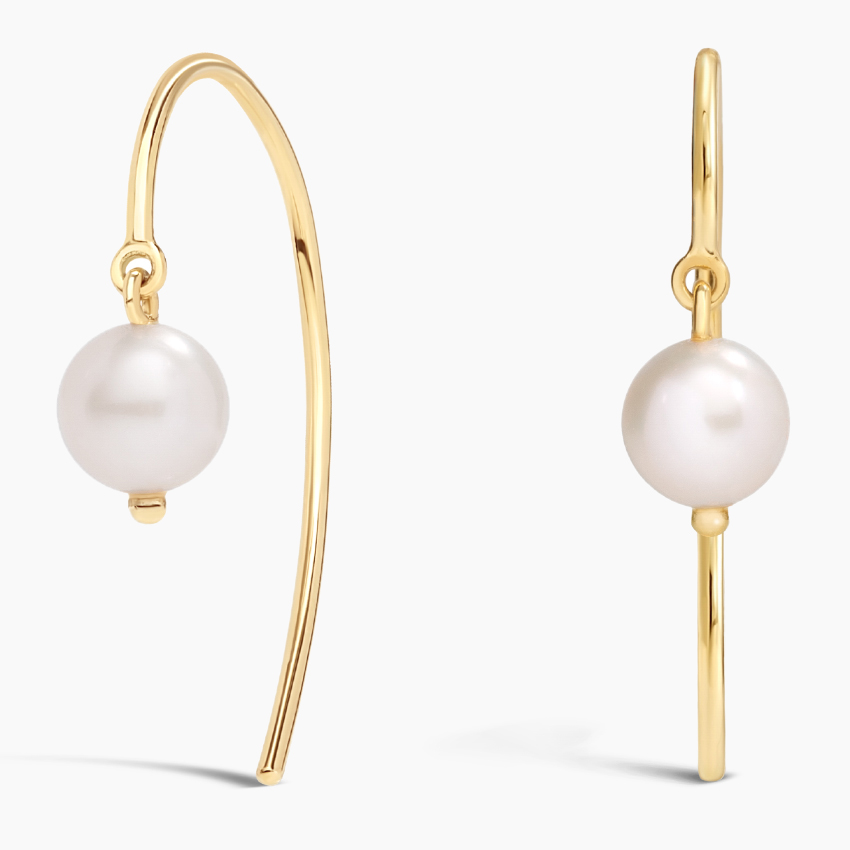 Cultured Pearl Threader Earrings (6mm)