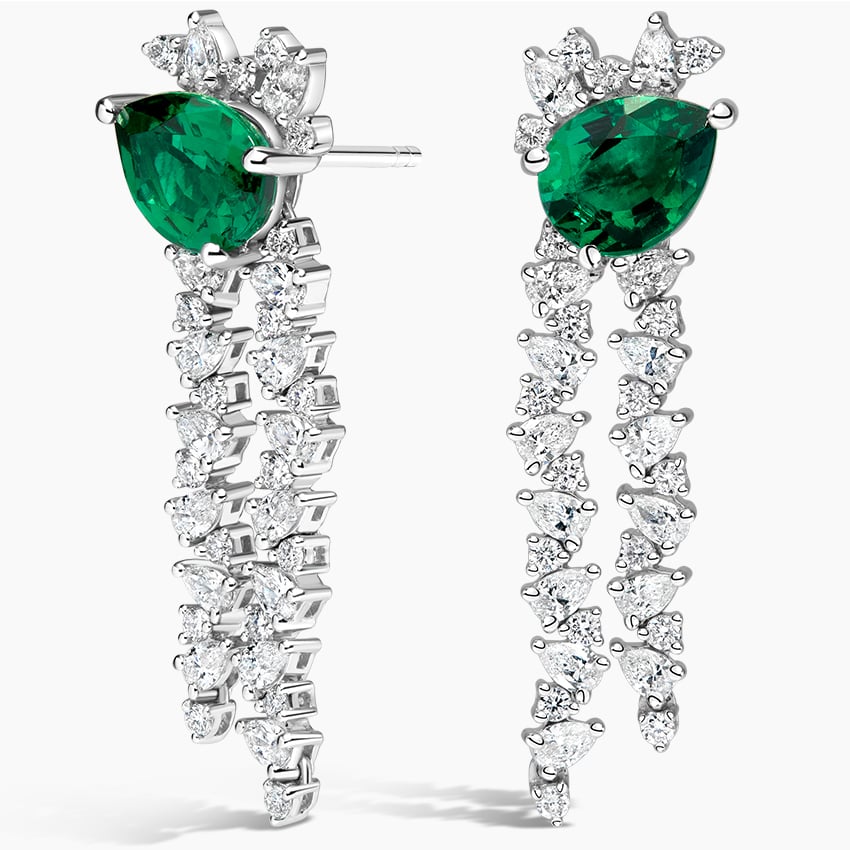 Olivetta Lab Emerald and Diamond Drop Earrings