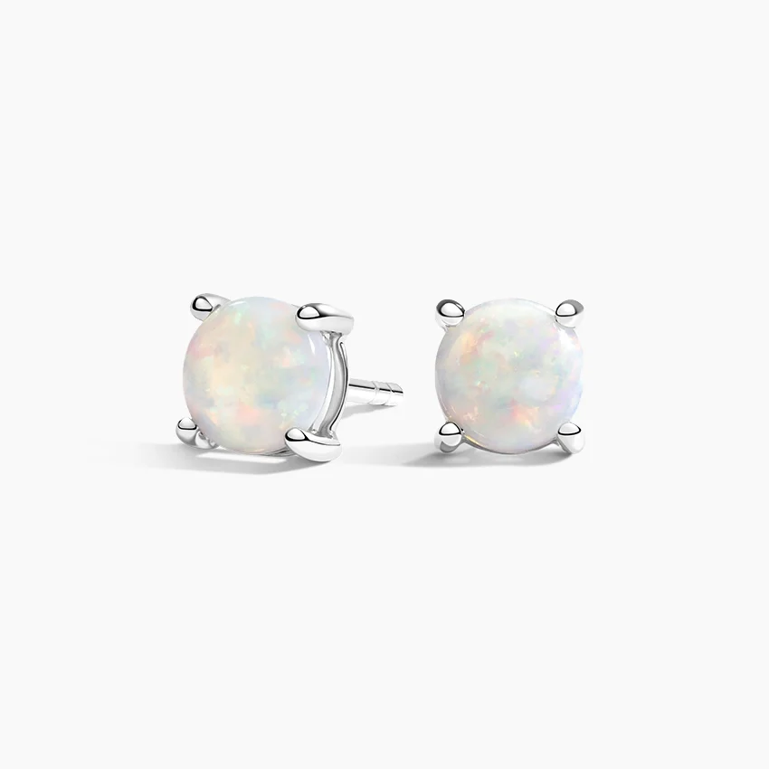 Solitaire Opal Stud Earrings