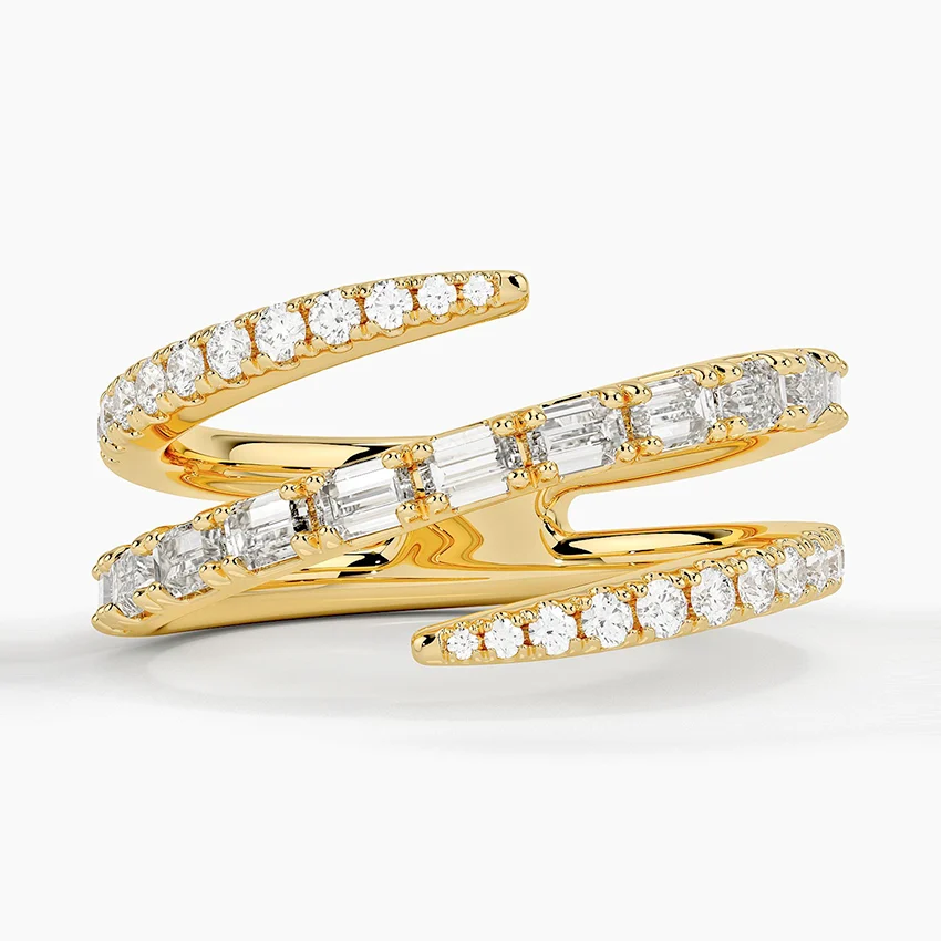 Sonya Baguette and Round Lab Diamond Wrap Ring