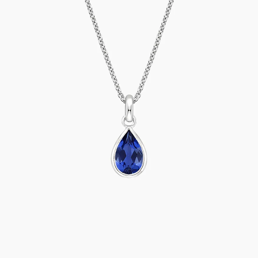 Teardrop Lab Sapphire Pendant