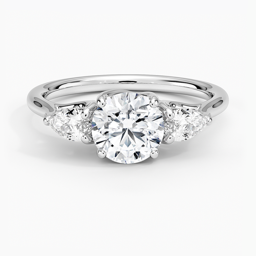 Trellis Three Stone Pear Diamond Ring