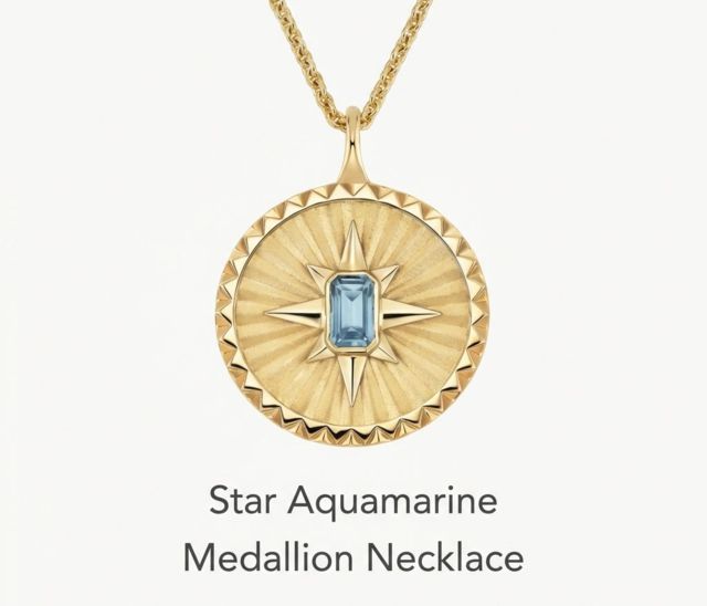 Star Aquamarine Medallion Necklace 
