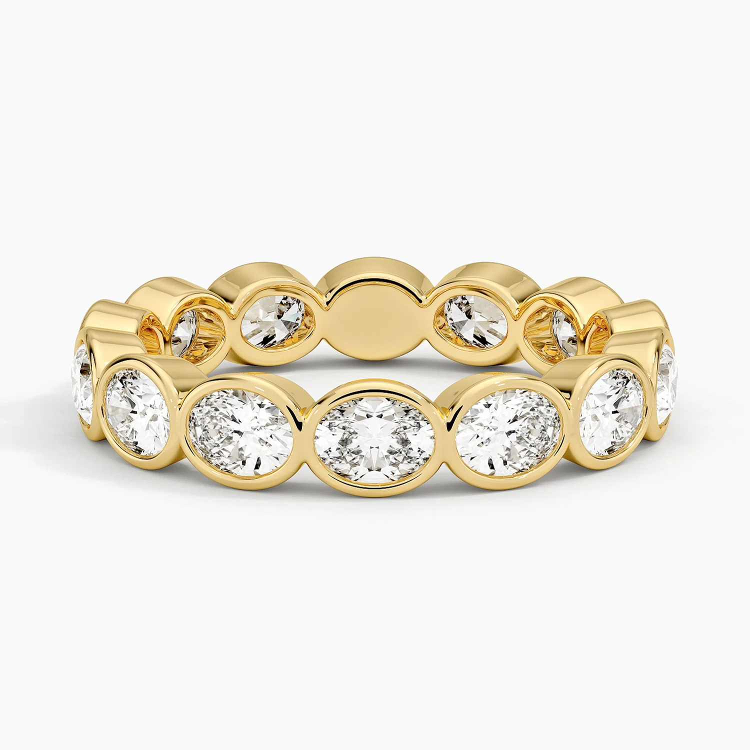 East-West Oval Lab Diamond Bezel Eternity Ring