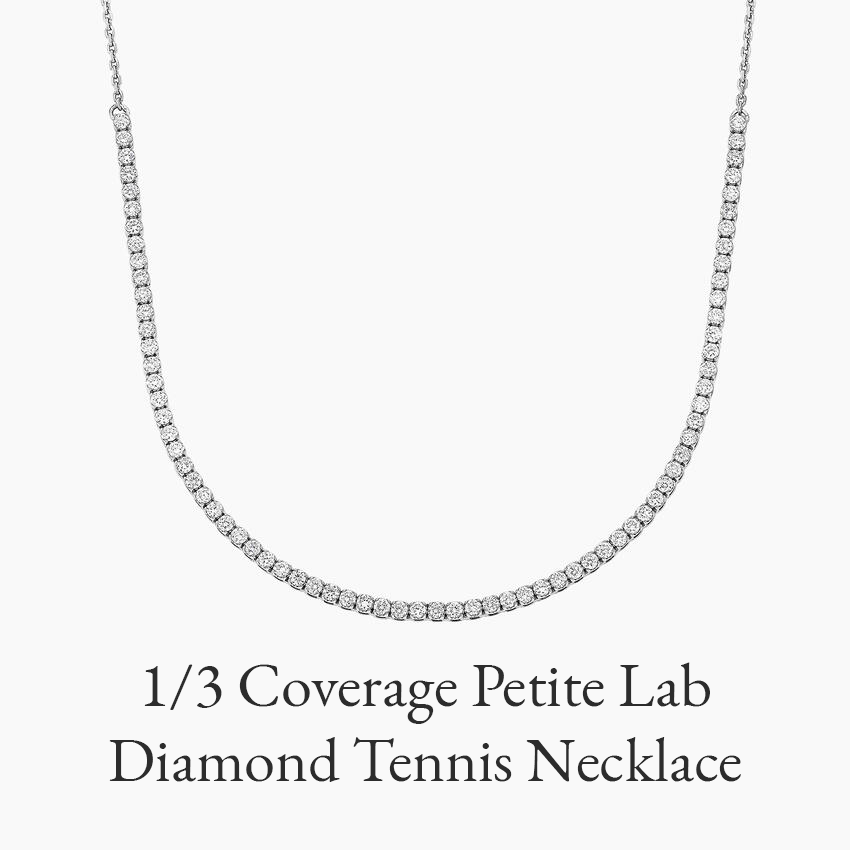 1/3 Coverage Petite Lab Diamond Tennis Necklace