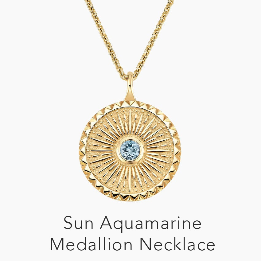 Sun Aquamarine Medallion Necklace 