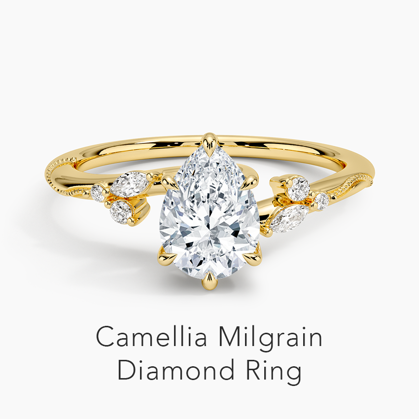 Camellia Milgrain Diamond Ring