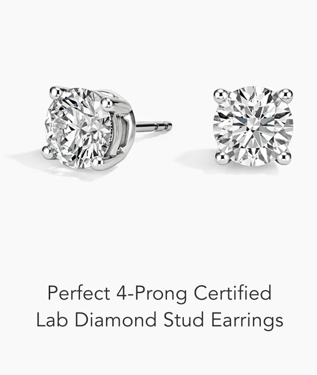 Perfect 4-Prong Certified Lab Diamond Stud Earrings 